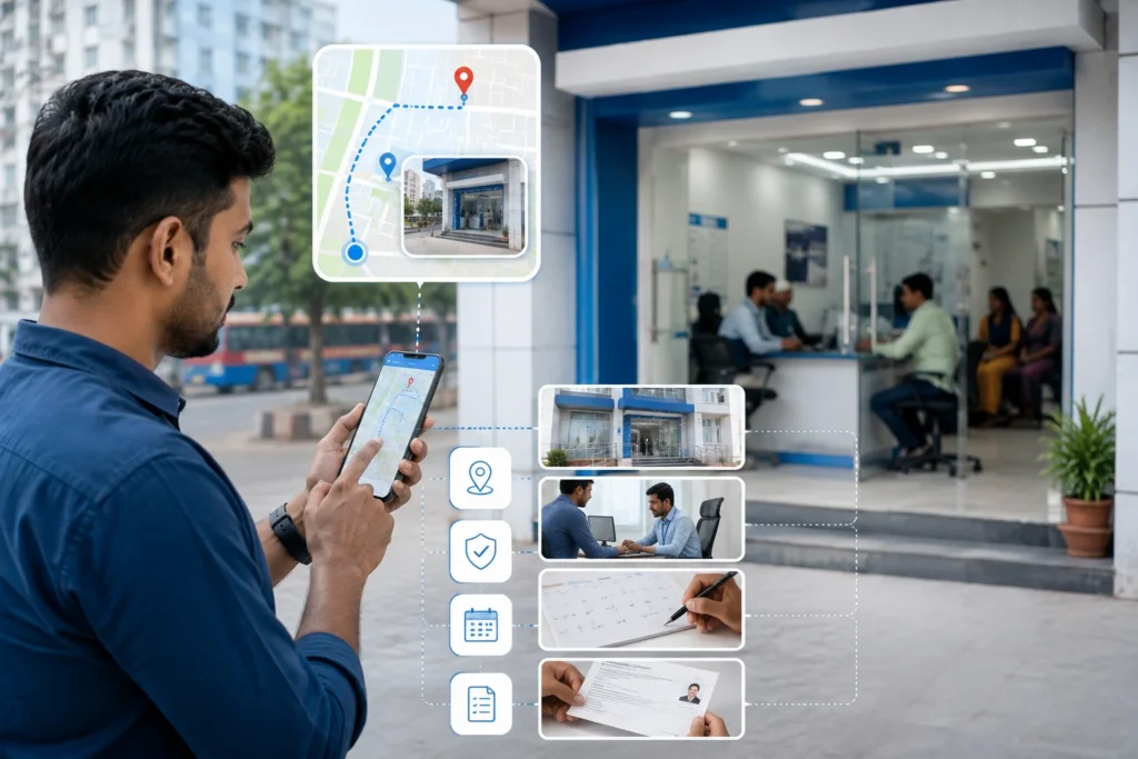 Finding an Aadhaar Seva Kendra in Surat using a location and centre search