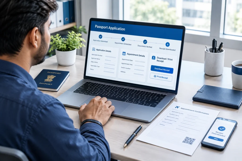 Step-by-step process to download passport appointment receipt
