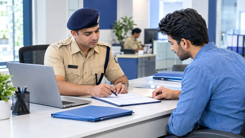 Indian passport holder filing a lost passport police complaint