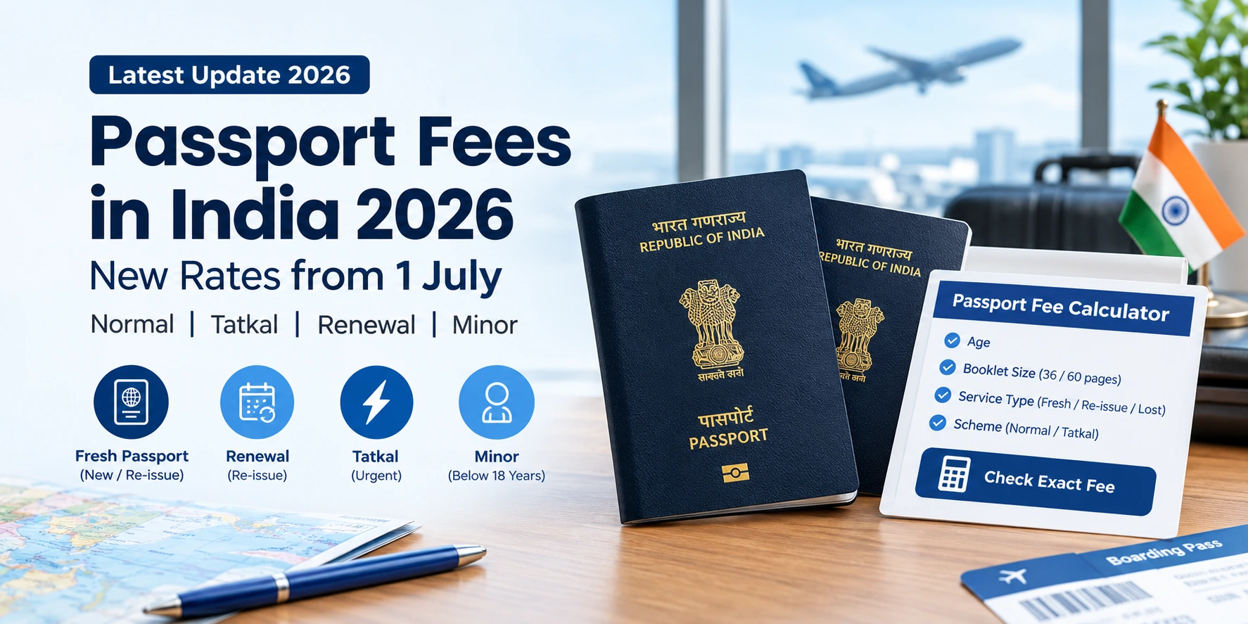Passport Fees in India 2026: New Rates from 1 July (Normal, Tatkal, Renewal, Minor)